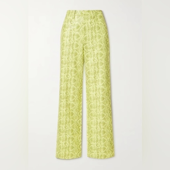 Rotate Birger Christensen Yellow Vegan  Snakeskin Trousers - Picture 3 of 15